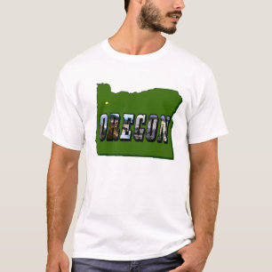 Oregon Map Outline and Picture Text T-Shirt