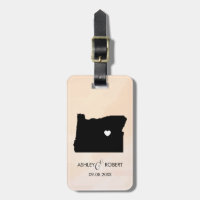 Oregon Map Wedding Luggage Tag, Custom Gift