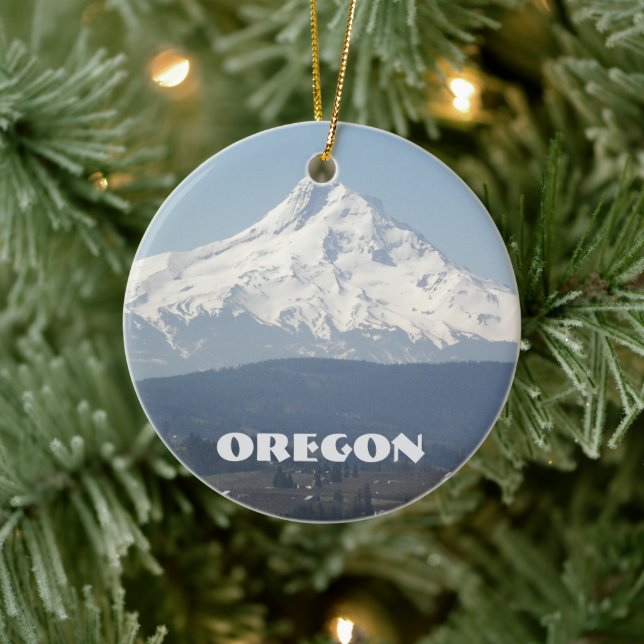 Oregon Mount Hood Mountain Holiday Ceramic Ornament (Tree)
