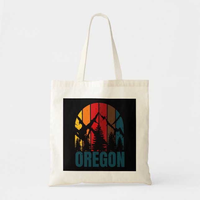 Oregon Mountains Retro Vintage Tote Bag (Front)