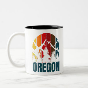 Oregon Mountains Retro Vintage Two-Tone Coffee Mug