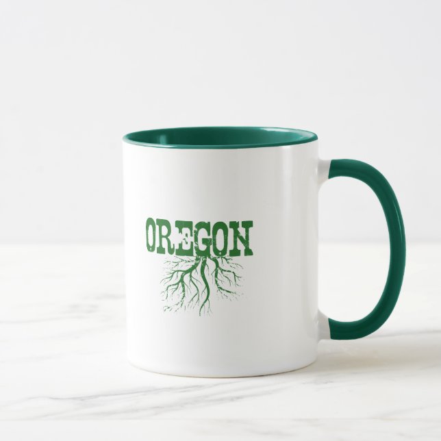 Oregon Name Growing Green Tree Roots Word Art Mug (Right)