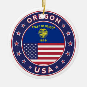Oregon, Oregon sticker, phone case, tote bag Ceramic Ornament