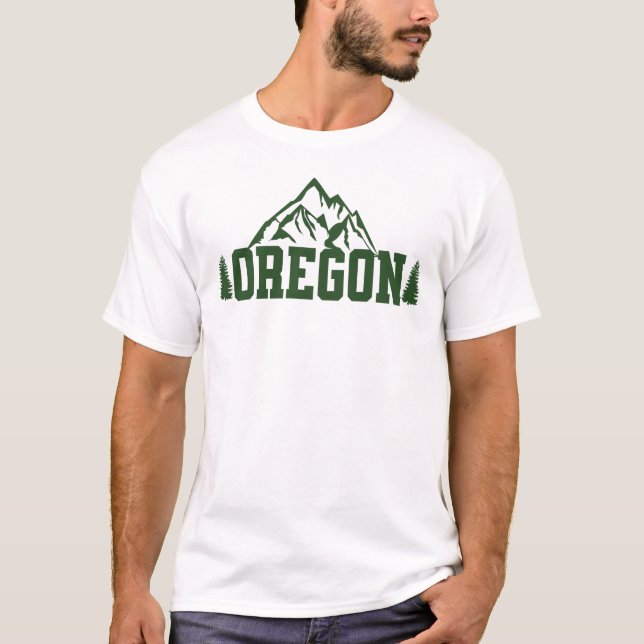 Oregon, Outdoorsy, Oregonian, Tree, Mountain T-Shirt (Front)