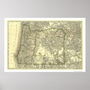 Oregon Railroad Map 1876 Poster