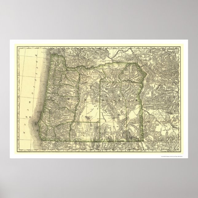 Oregon Railroad Map 1876 Poster (Front)