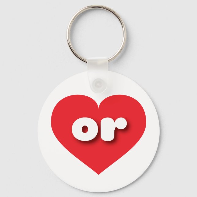 Oregon red heart - I love or Keychain (Front)