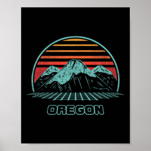 Oregon Retro Mountain Hiking 80s Style Poster