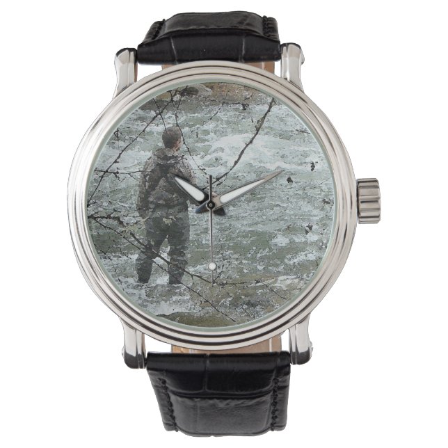 Oregon River Fly Fishing Fisherman Watch (Front)