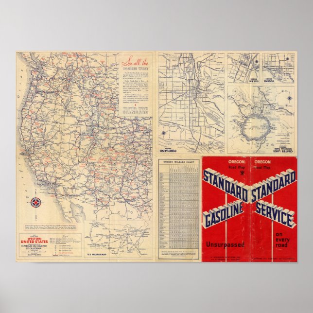Oregon road map poster (Front)
