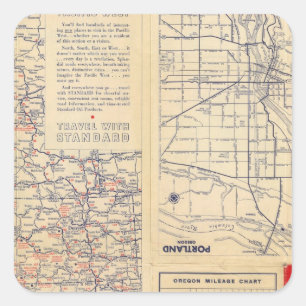Oregon road map square sticker