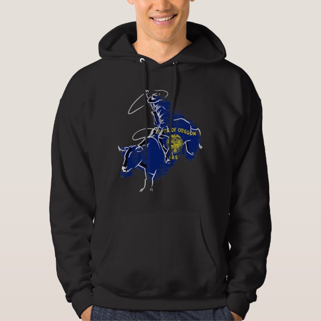 Oregon Rodeo Bull Riding Pendleton Retro Grunge Vi Hoodie (Front)