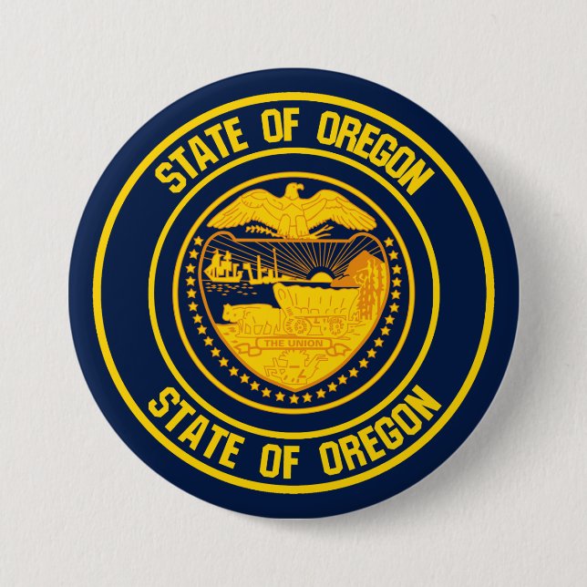 Oregon Round Emblem 3 Inch Round Button (Front)
