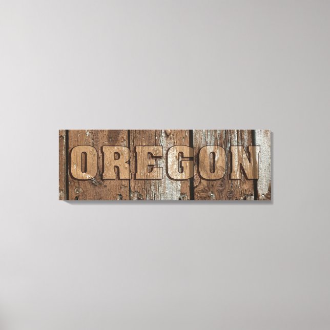 Oregon rustic wood wall canvas sign (Front)