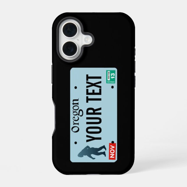 Oregon Sasquatch License Plate iPhone 16 Case (Back)