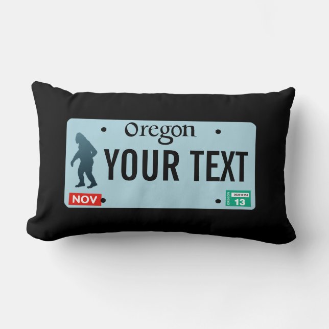 Oregon Sasquatch License Plate Lumbar Pillow (Front)