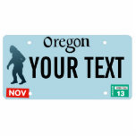Oregon Sasquatch License Plate Photo Sculpture Magnet<br><div class="desc">The dark silhouette of Sasquatch (Bigfoot) on a blank Oregon license plate. Add your own text. License plates for additional states and other entities (Canadian provinces, foreign countries) upon request. If you live or travel in rural areas of the Pacific Northwest you may possibly come across one of the region’s...</div>