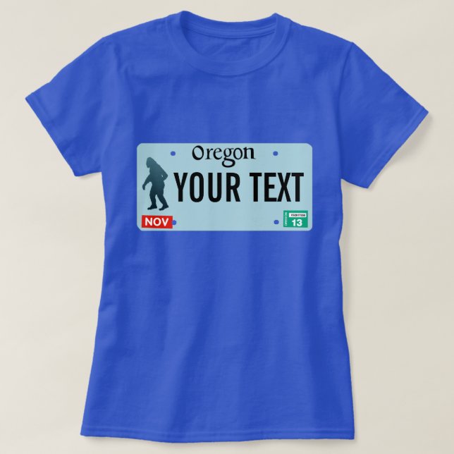 Oregon Sasquatch License Plate T-Shirt (Design Front)
