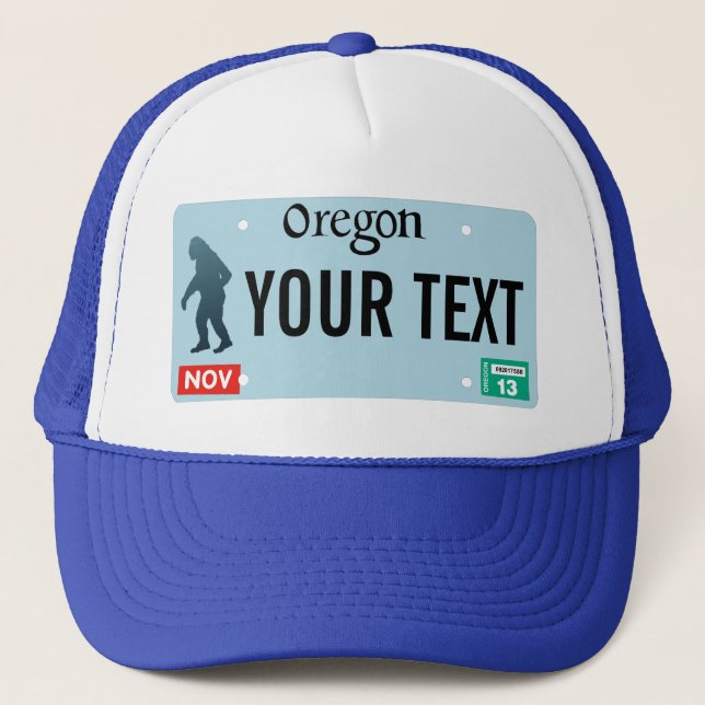 Oregon Sasquatch License Plate Trucker Hat (Front)