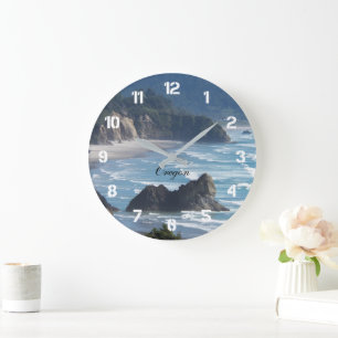Oregon Scenic Coastline Seascape Large Clock