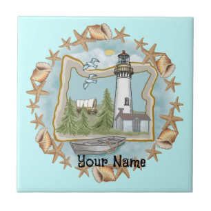Oregon Shells Lighthouse Tile