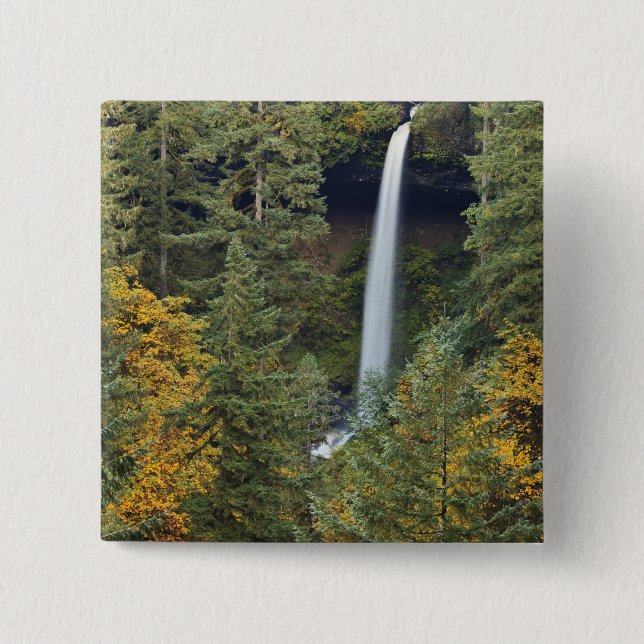 Oregon, Silver Falls State Park, North Falls 2 Inch Square Button (Front)