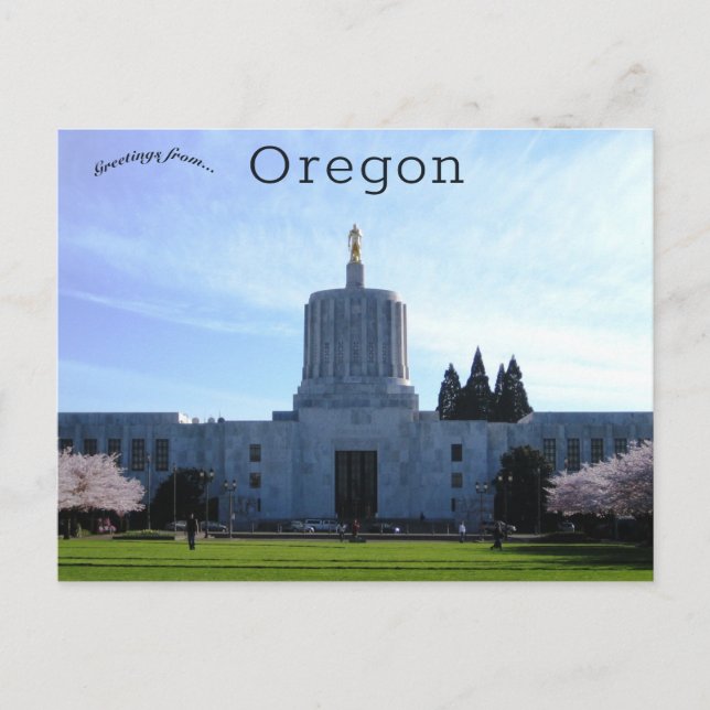 Oregon State Capitol in Salem Oregon Postcard (Front)