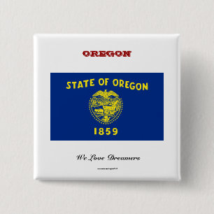 Oregon state flag and slogan 2 inch square button