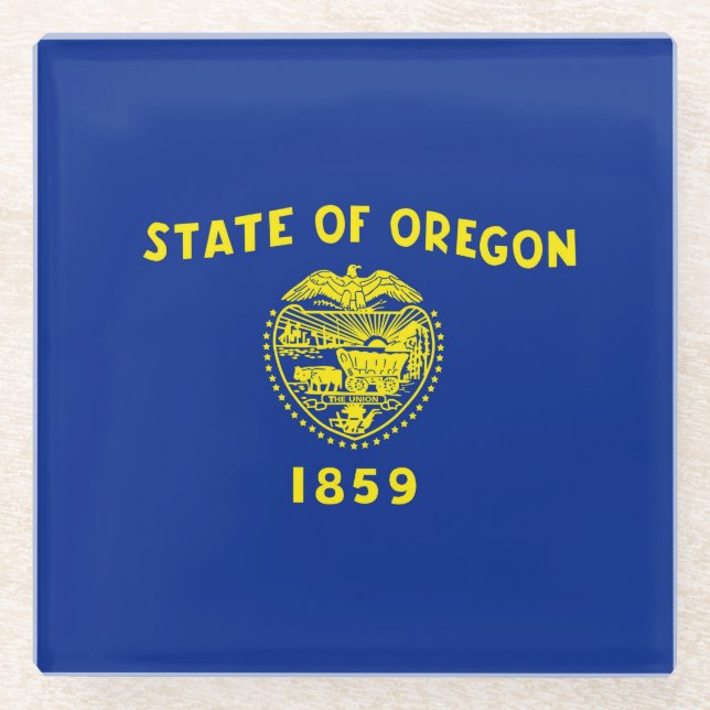 Oregon State Flag Design Decor Glass Coaster (Front)