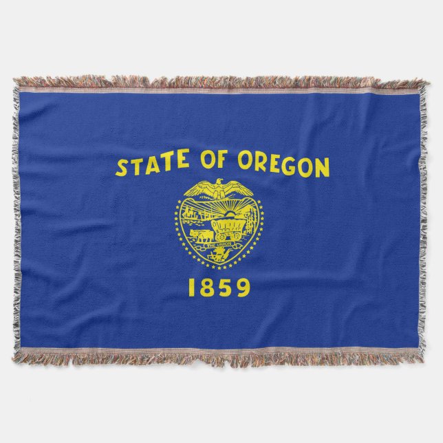 Oregon State Flag Design Decor Throw Blanket (Front)