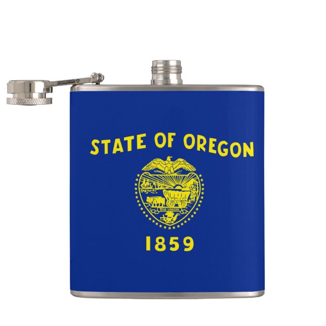 Oregon State Flag Design Hip Flask (Opened)