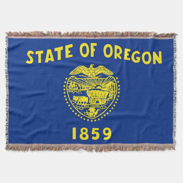 Oregon State Flag Print Patriotic Throw Blanket (Front)