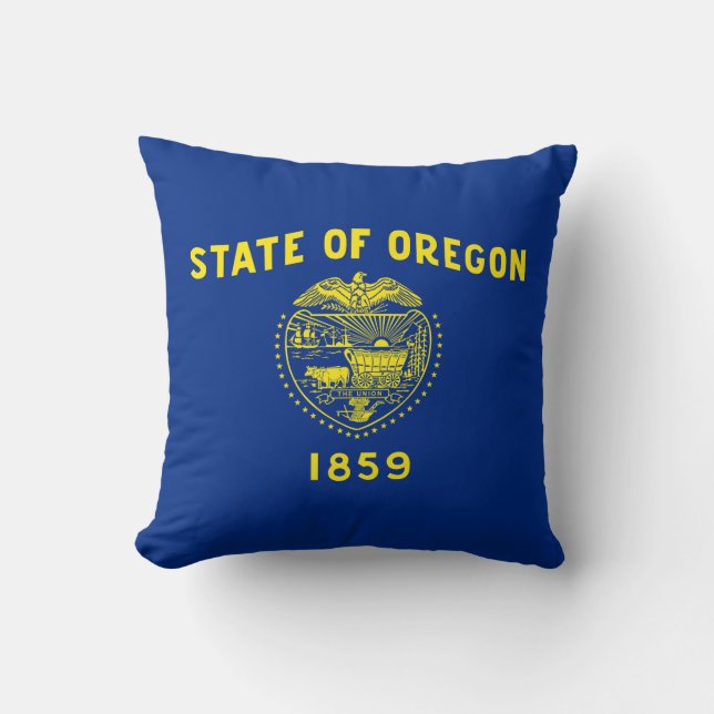 Oregon State Flag Throw Pillow (Front)
