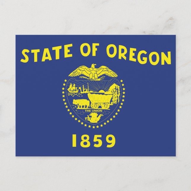 Oregon State Flag Two Sided Seal & Pioneer Postcard (Front)