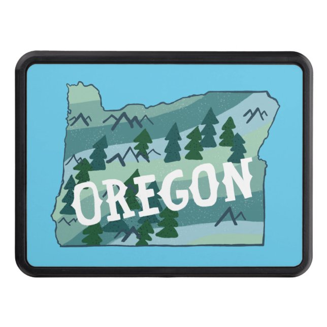 Oregon State Illustrated Map  Trailer Hitch Cover (Front)