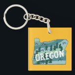 Oregon State Map Illustration Keychain<br><div class="desc">Check out this fun Oregon State map illustration and be sure to also look in my shop for more matching items like mugs,  tshirts,  hats and more!</div>