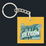 Oregon State Map Illustration Keychain<br><div class="desc">Check out this fun Oregon State map illustration and be sure to also look in my shop for more matching items like mugs,  tshirts,  hats and more!</div>
