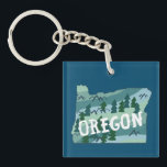Oregon State Map Illustration Keychain<br><div class="desc">Check out this fun Oregon State map illustration and be sure to also look in my shop for more matching items like mugs,  tshirts,  hats and more!</div>