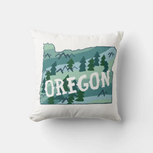 Oregon State Map Illustration Throw Pillow