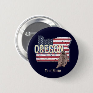 Oregon State United States Retro Map USA Souvenir 2 Inch Round Button