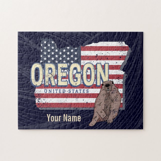 Oregon State United States Retro Map USA Souvenir Jigsaw Puzzle (Horizontal)