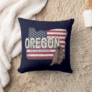 Oregon State United States Retro Map USA Souvenir Throw Pillow