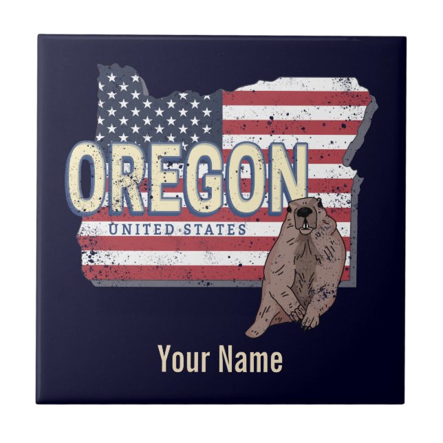 Oregon State United States Retro Map USA Souvenir Tile (Front)