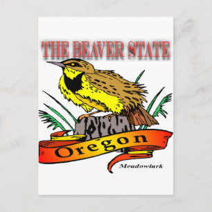 Oregon The Beaver State Meadowlark Postcard