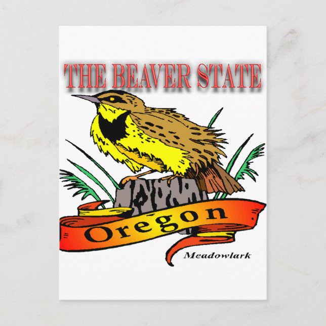 Oregon The Beaver State Meadowlark Postcard (Front)