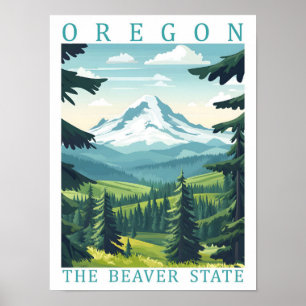Oregon the Beaver State USA Travel Place Poster