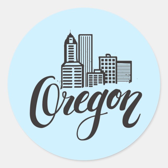 Oregon Typography Design Classic Round Sticker (Front)