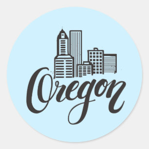 Oregon Typography Design Classic Round Sticker