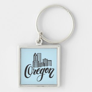 Oregon Typography Design Keychain