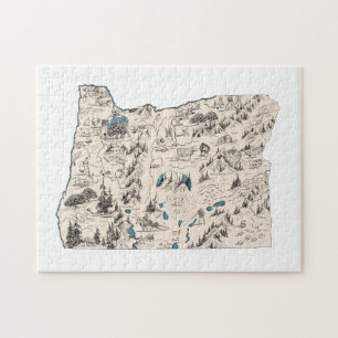 Oregon Vintage Picture Map Jigsaw Puzzle